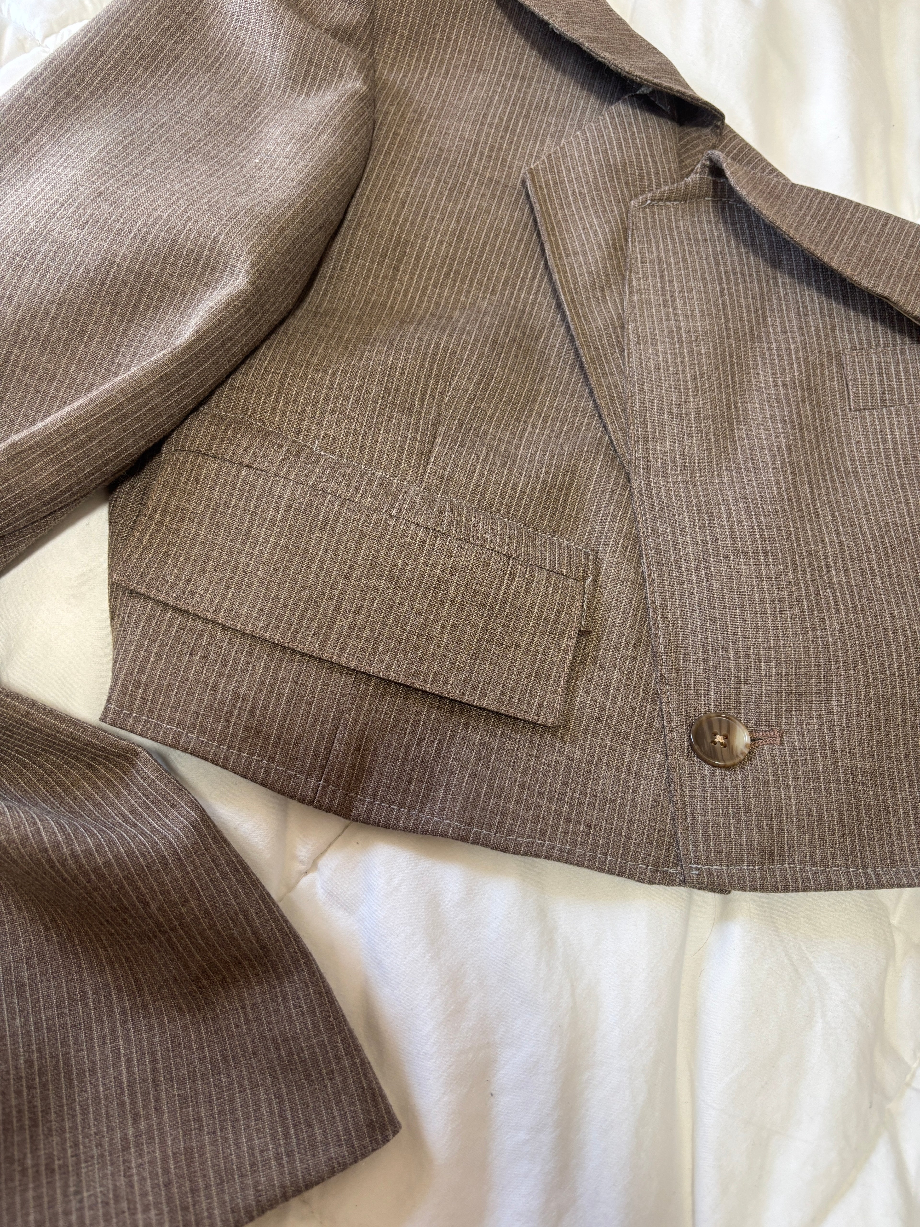 The Offset Blazer - Beige Pinstripe