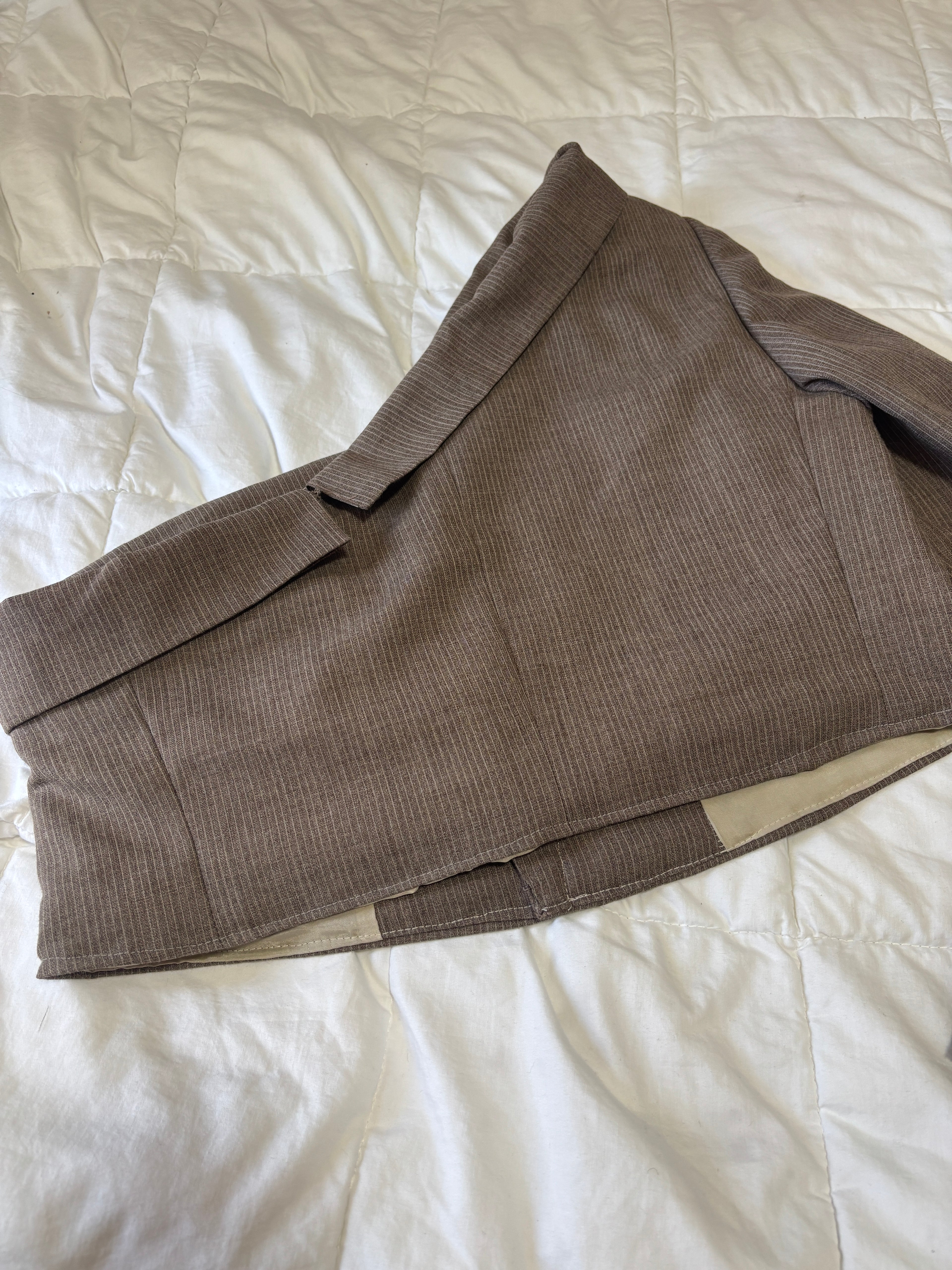 The Offset Blazer - Beige Pinstripe
