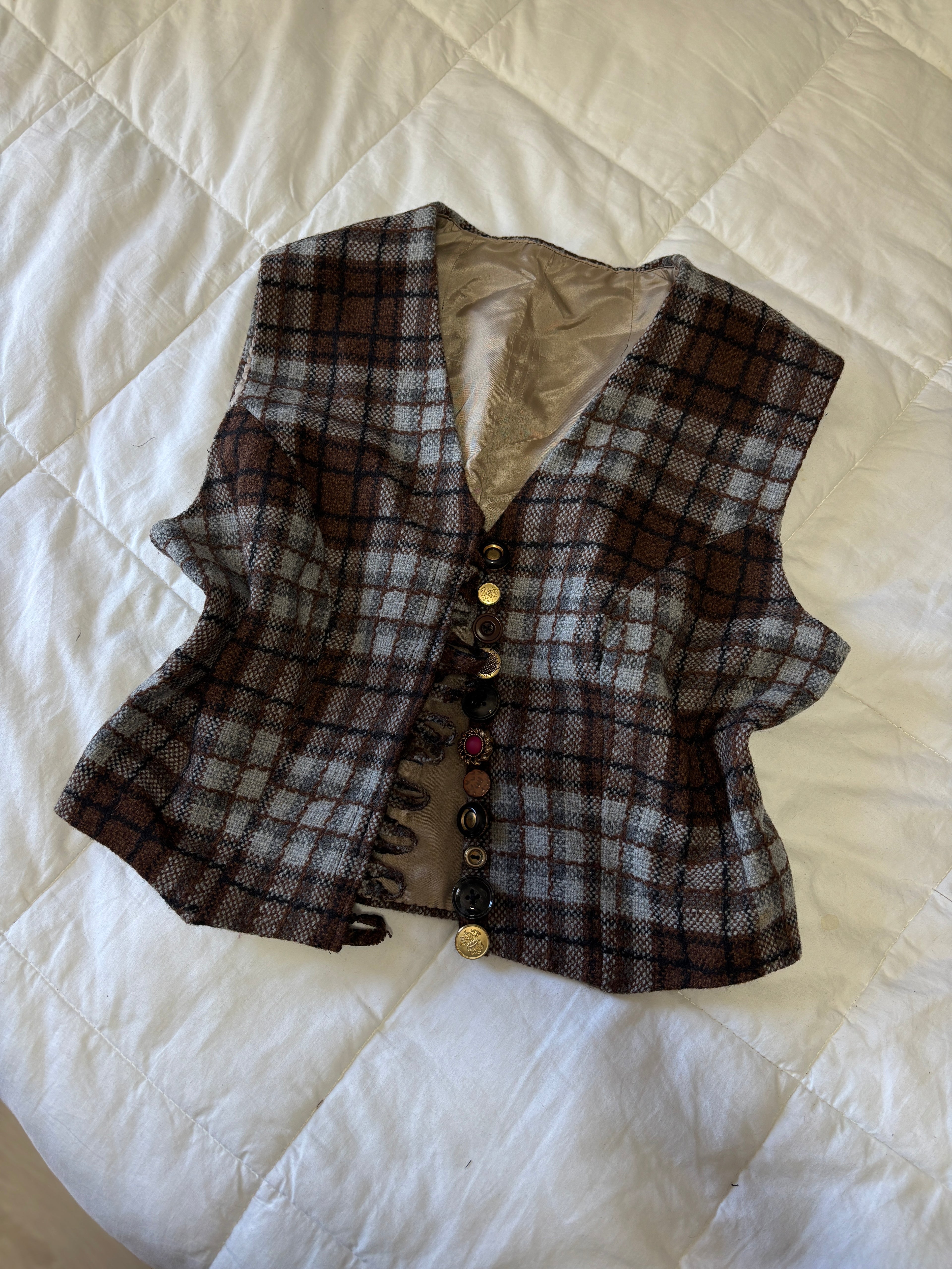 The Mismatch Blazer (Vest) - Brown Plaid