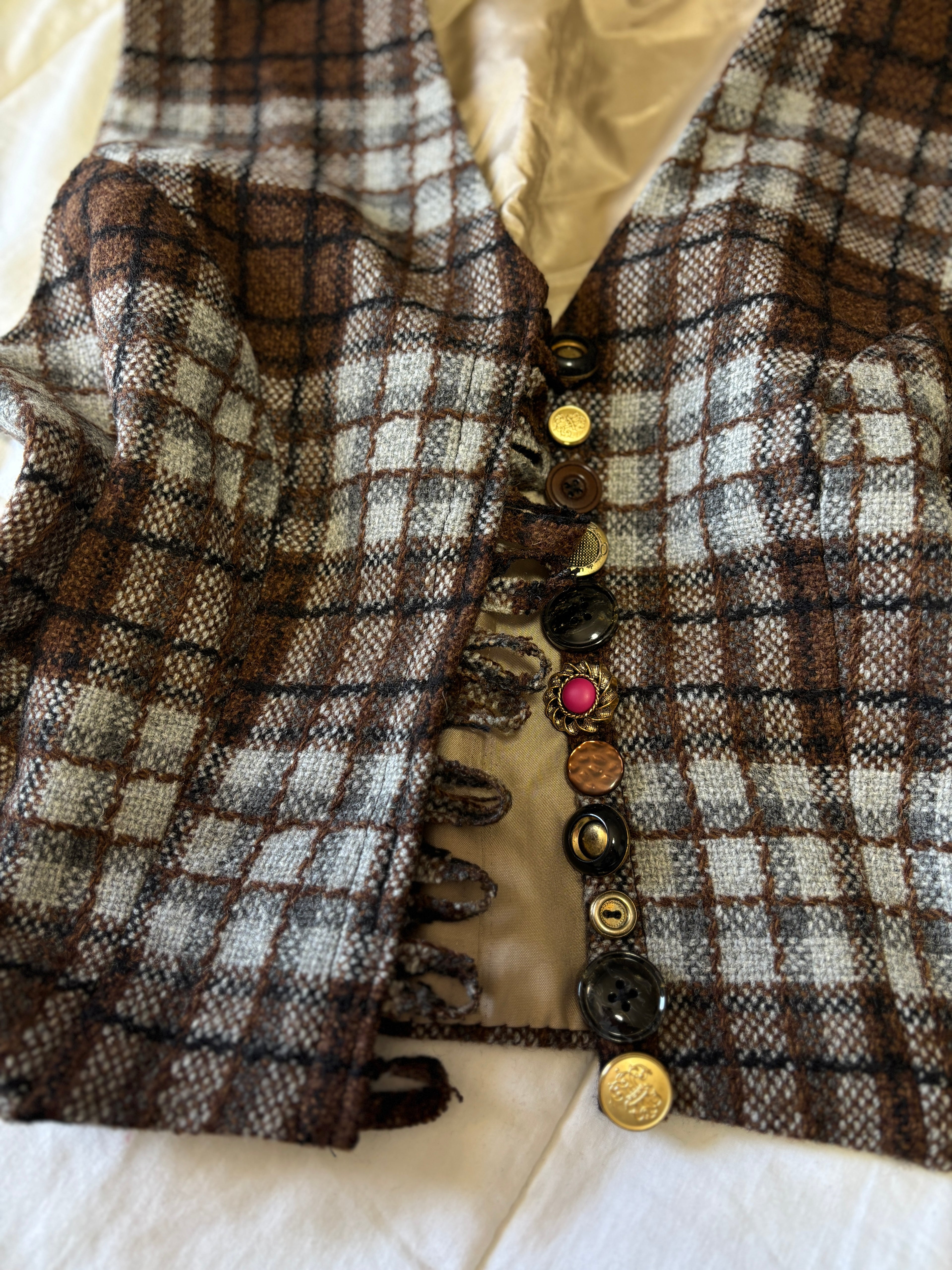 The Mismatch Blazer (Vest) - Brown Plaid
