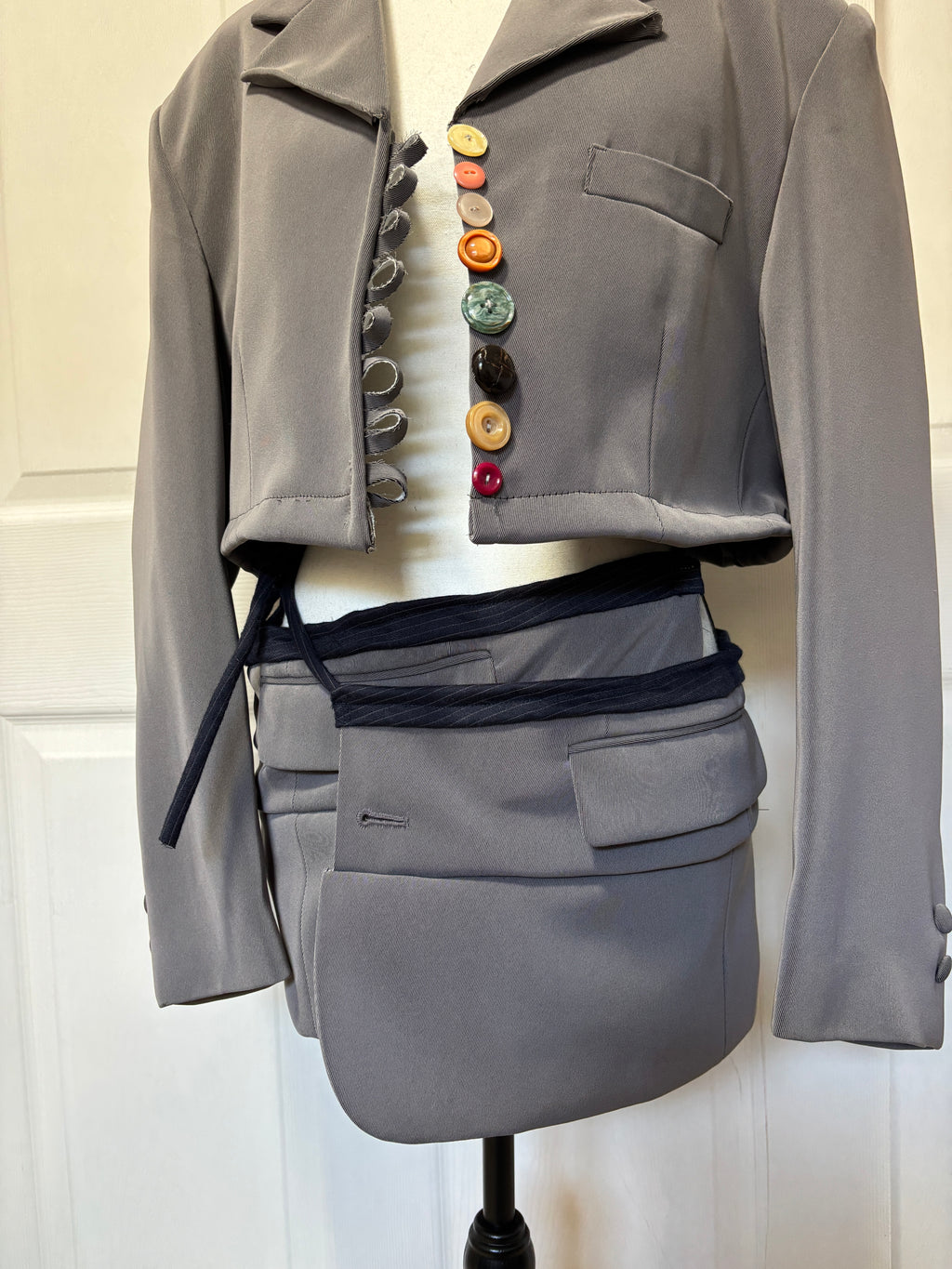The Apron Skirt Blazer - Grey & Navy