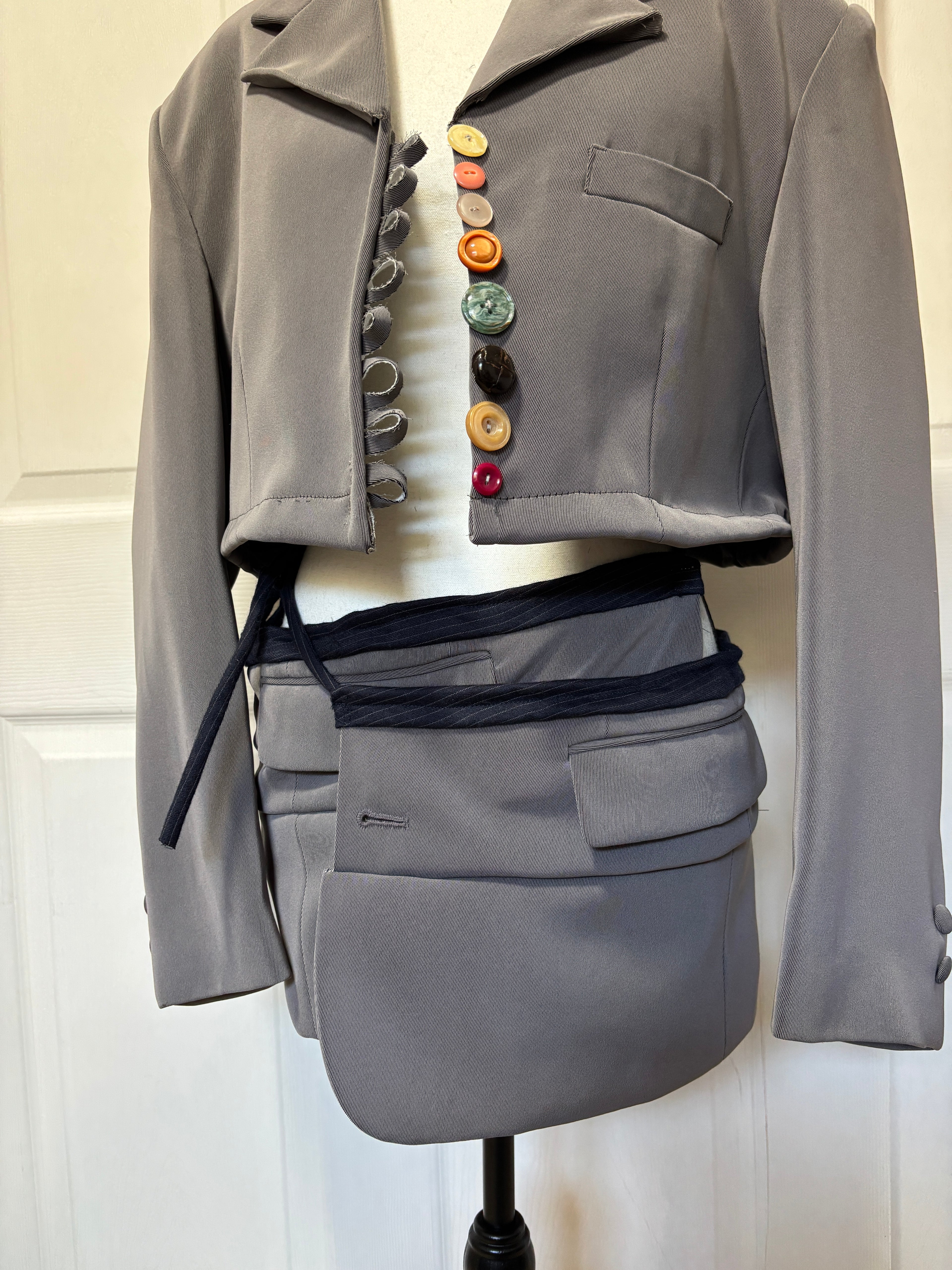 The Apron Skirt Blazer - Grey & Navy