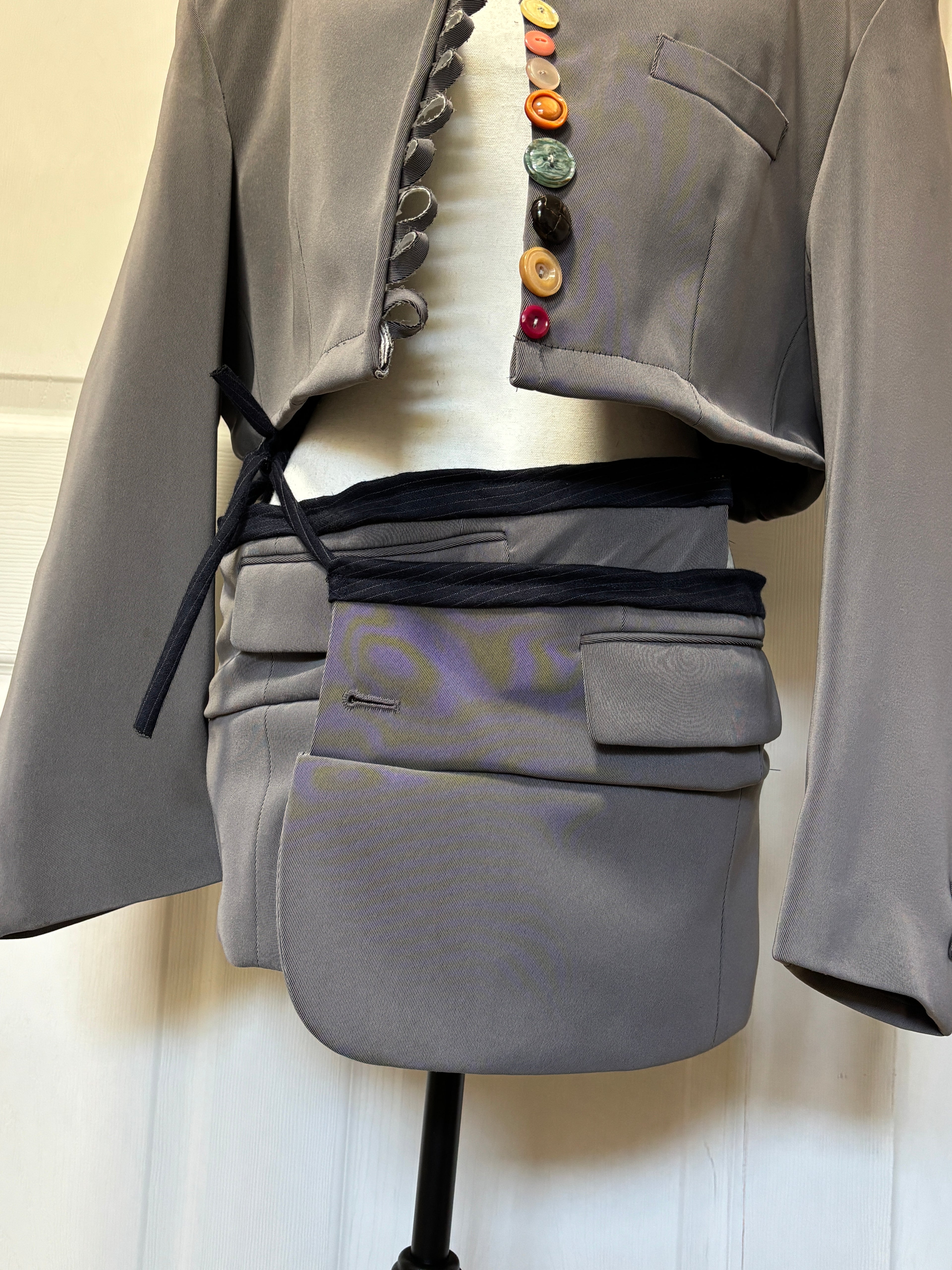 The Apron Skirt Blazer - Grey & Navy